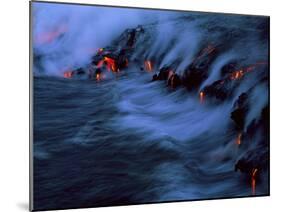 Molten Lava Flowing Into the Ocean-Brad Lewis-Mounted Photographic Print