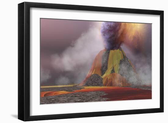 Molten Magma Flows from an Erupting Volcano-Stocktrek Images-Framed Art Print