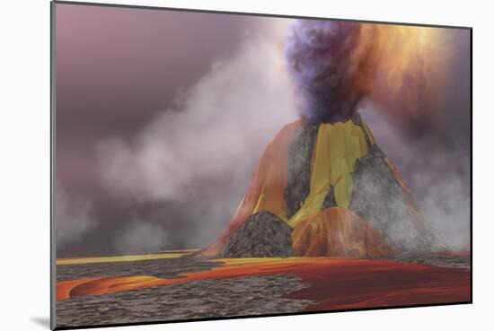 Molten Magma Flows from an Erupting Volcano-Stocktrek Images-Mounted Art Print