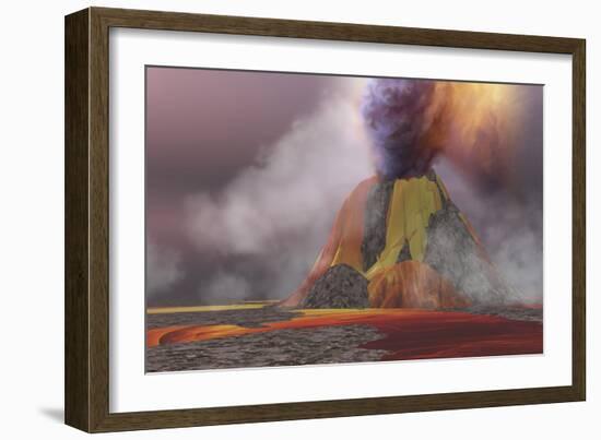 Molten Magma Flows from an Erupting Volcano-Stocktrek Images-Framed Premium Giclee Print