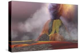 Molten Magma Flows from an Erupting Volcano-Stocktrek Images-Stretched Canvas