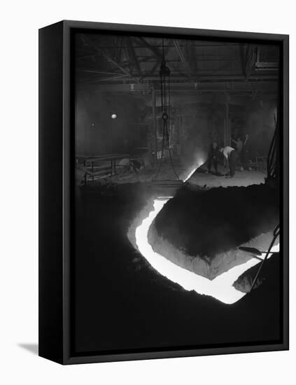 Molten Steel Being Channelled at the Stanton Steel Works, Ilkeston, Derbyshire, 1962-Michael Walters-Framed Stretched Canvas