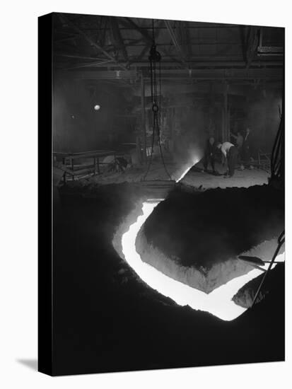 Molten Steel Being Channelled at the Stanton Steel Works, Ilkeston, Derbyshire, 1962-Michael Walters-Stretched Canvas