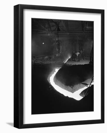 Molten Steel Being Channelled at the Stanton Steel Works, Ilkeston, Derbyshire, 1962-Michael Walters-Framed Photographic Print