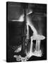 Molten Steel Cascading in Otis Steel Mill in Historic "Pouring the Heat" Photo-Margaret Bourke-White-Stretched Canvas