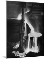 Molten Steel Cascading in Otis Steel Mill in Historic "Pouring the Heat" Photo-Margaret Bourke-White-Mounted Photographic Print