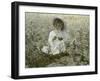 Mom and Little Girl in Field with Butterfly Flying around Them-Nora Hernandez-Framed Giclee Print