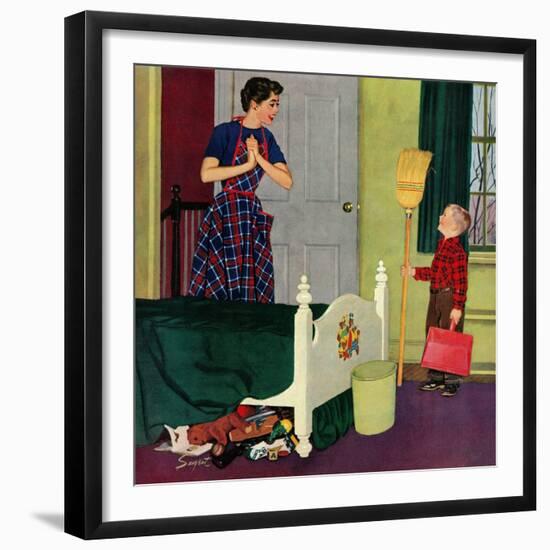 "Mom, I Cleaned My Room!", April 2, 1955-Richard Sargent-Framed Giclee Print