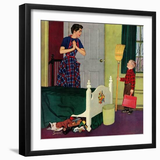 "Mom, I Cleaned My Room!", April 2, 1955-Richard Sargent-Framed Giclee Print