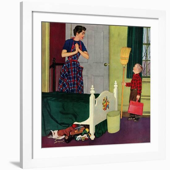 "Mom, I Cleaned My Room!", April 2, 1955-Richard Sargent-Framed Giclee Print