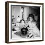 Mom Prepares Dinner with the Kids Watching, Ca. 1962-null-Framed Photographic Print