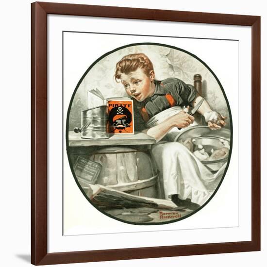 "Mom's Helper" or "Peeling Potatoes", January 29,1921-Norman Rockwell-Framed Giclee Print