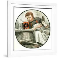 "Mom's Helper" or "Peeling Potatoes", January 29,1921-Norman Rockwell-Framed Giclee Print