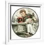 "Mom's Helper" or "Peeling Potatoes", January 29,1921-Norman Rockwell-Framed Giclee Print