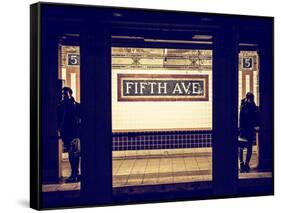 Moment of Life in NYC Subway Station to the Fifth Avenue - Manhattan - New York City-Philippe Hugonnard-Framed Stretched Canvas