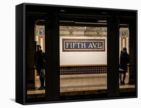 Moment of Life in NYC Subway Station to the Fifth Avenue - Manhattan - New York-Philippe Hugonnard-Framed Stretched Canvas
