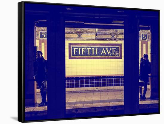 Moment of Life in NYC Subway Station to the Fifth Avenue - Manhattan - New York-Philippe Hugonnard-Framed Stretched Canvas