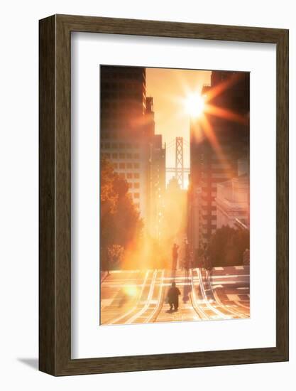 Momentary Alignment over the Bay Bridge, California Street, San Francisco-Vincent James-Framed Photographic Print