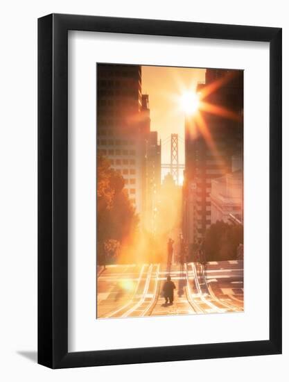 Momentary Alignment over the Bay Bridge, California Street, San Francisco-Vincent James-Framed Photographic Print