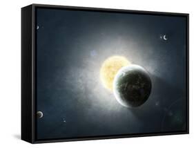 Moments before a Total Eclipse of the Sun-Stocktrek Images-Framed Stretched Canvas