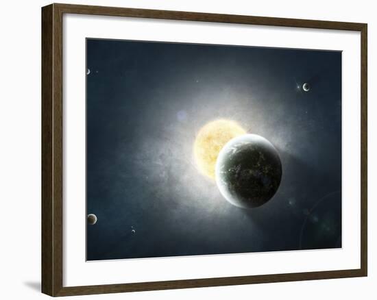 Moments before a Total Eclipse of the Sun-Stocktrek Images-Framed Photographic Print