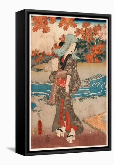 Momiji to Onna-Utagawa Toyokuni-Framed Stretched Canvas