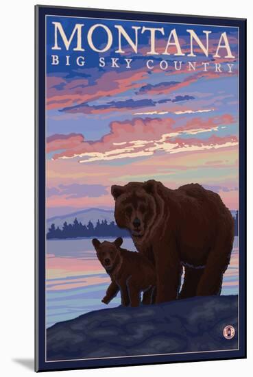 Momma Bear and Cub, Montana-Lantern Press-Mounted Art Print