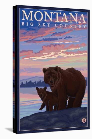 Momma Bear and Cub, Montana-Lantern Press-Stretched Canvas