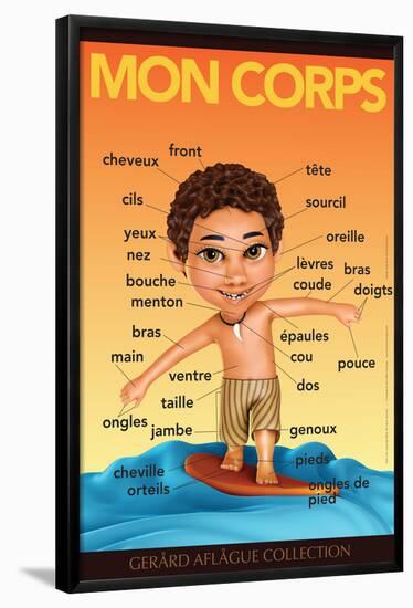 Mon Corps - My Body (Surfer Boy) in French-Gerard Aflague Collection-Framed Poster