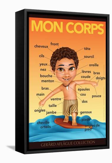 Mon Corps - My Body (Surfer Boy) in French-Gerard Aflague Collection-Framed Stretched Canvas