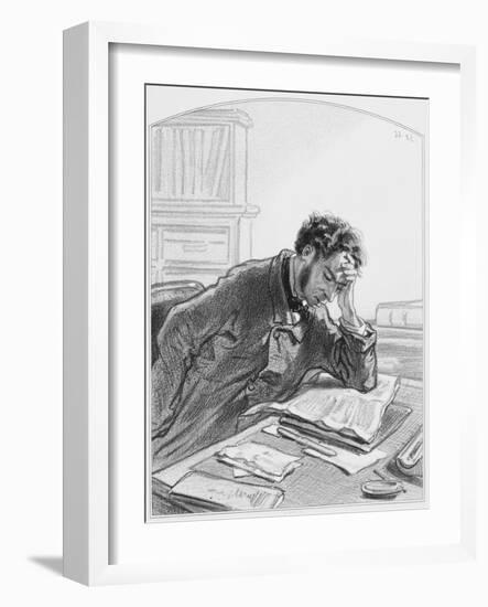 Mon Journal, Plate 2 from Les Toquades, 1858-Paul Gavarni-Framed Giclee Print