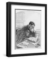 Mon Journal, Plate 2 from Les Toquades, 1858-Paul Gavarni-Framed Giclee Print