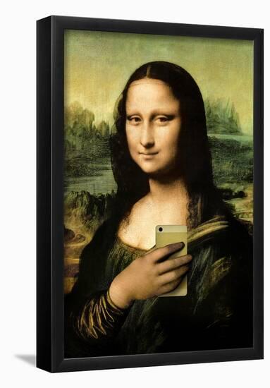 Mona Lisa Selfie Portrait-null-Framed Poster