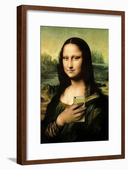 Mona Lisa Selfie Portrait-null-Framed Poster