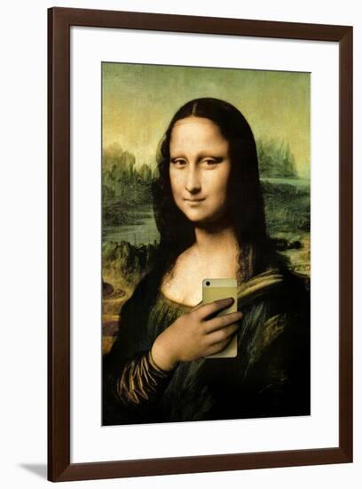 Mona Lisa Selfie Portrait-null-Framed Poster