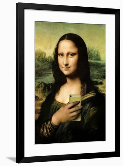 Mona Lisa Selfie Portrait-null-Framed Poster