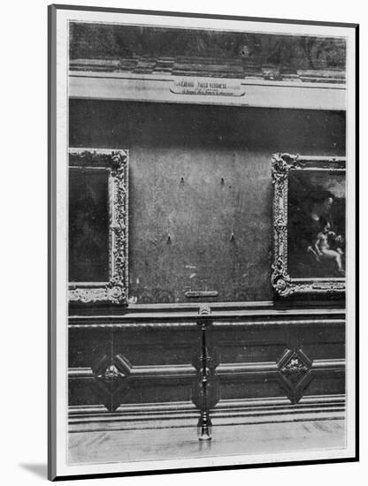 Mona Lisa the Gap on the Wall of the Carre Gallery of the Louvre Museum Paris-null-Mounted Art Print