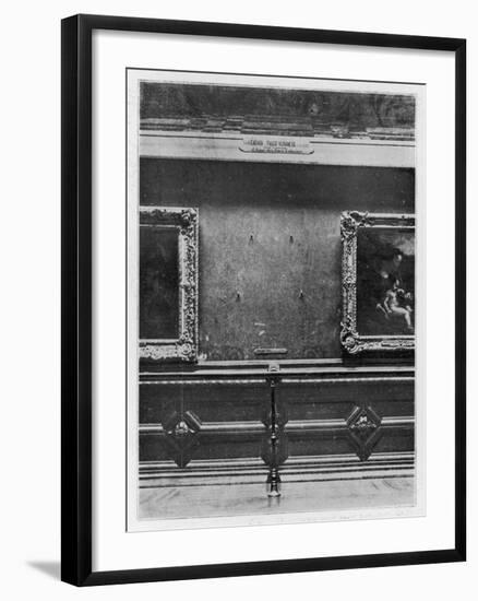 Mona Lisa the Gap on the Wall of the Carre Gallery of the Louvre Museum Paris-null-Framed Art Print