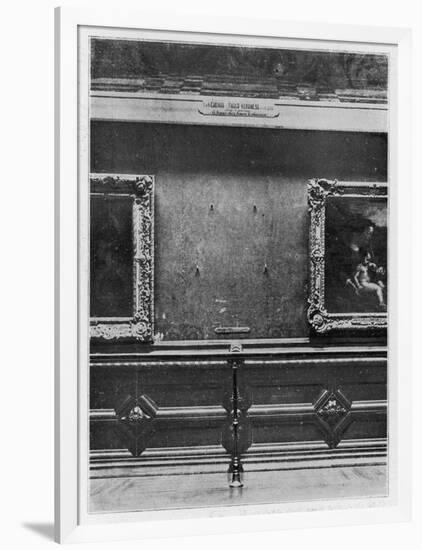 Mona Lisa the Gap on the Wall of the Carre Gallery of the Louvre Museum Paris-null-Framed Art Print