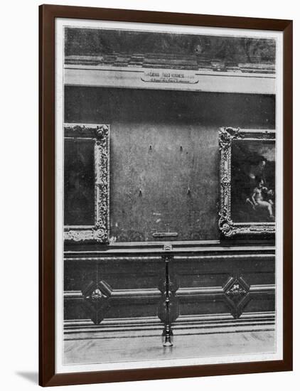 Mona Lisa the Gap on the Wall of the Carre Gallery of the Louvre Museum Paris-null-Framed Art Print