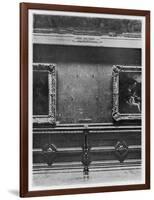 Mona Lisa the Gap on the Wall of the Carre Gallery of the Louvre Museum Paris-null-Framed Art Print