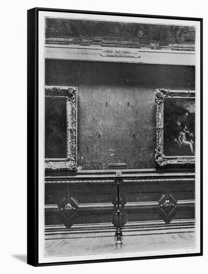 Mona Lisa the Gap on the Wall of the Carre Gallery of the Louvre Museum Paris-null-Framed Stretched Canvas