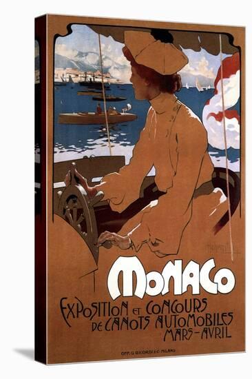 Monaco: Exposition De Canots Automobiles, 1900-Adolfo Hohenstein-Stretched Canvas