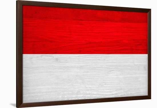 Monaco Flag Design with Wood Patterning - Flags of the World Series-Philippe Hugonnard-Framed Art Print