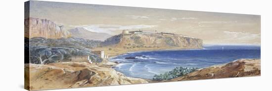 Monaco from Cap d'Ail, 1865-Edward Lear-Stretched Canvas