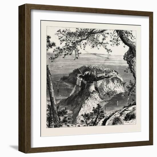 Monaco, from the Mainland, the Cornice Road, 19th Century-null-Framed Giclee Print