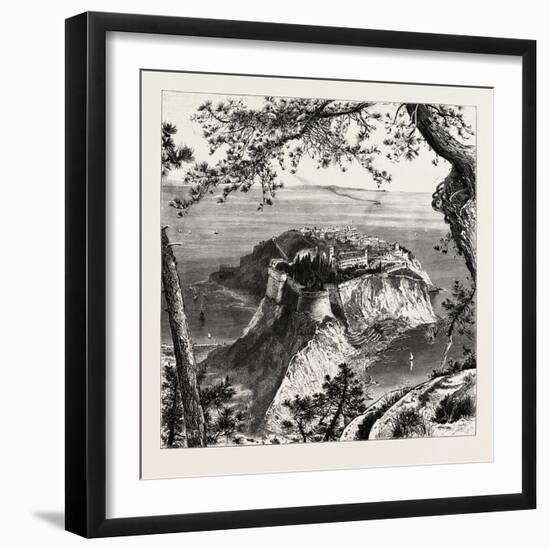 Monaco, from the Mainland, the Cornice Road, 19th Century-null-Framed Giclee Print