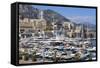 Monaco Harbour, Monaco, Mediterranean, Europe-Amanda Hall-Framed Stretched Canvas