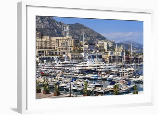 Monaco Harbour, Monaco, Mediterranean, Europe-Amanda Hall-Framed Photographic Print