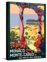 Monaco Monte-Carlo - Au pays du Soleil (Land of the Sun), Vintage Railroad Travel Poster, 1920-Roger Broders-Stretched Canvas